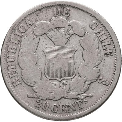 купить Чили 20 сентаво (centavos) 1866