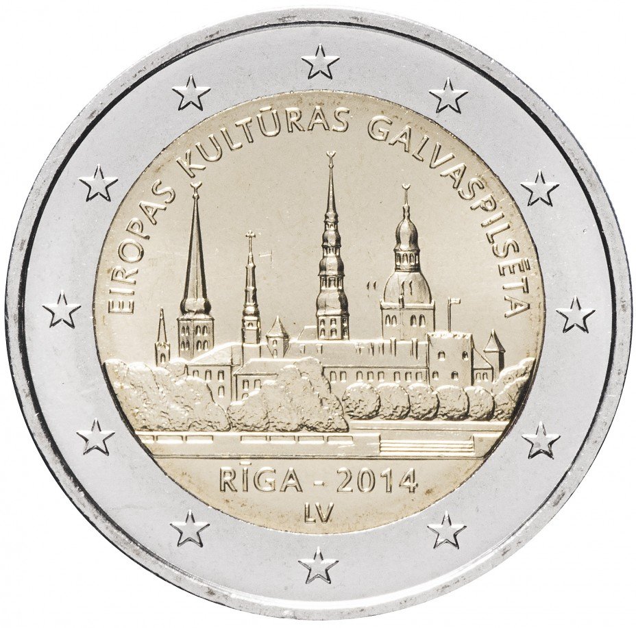 купить Латвия 2 евро 2014 "Рига - культурная столица Европы"