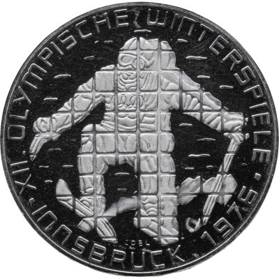 купить Австрия 100 шиллингов 1975 "XII зимние Олимпийские Игры, Инсбрук 1976 - Лыжник" пруф, Халль-ин-Тироль, в капсуле