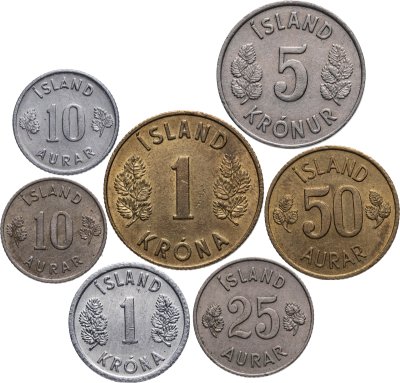 купить Исландия набор монет 1954-1981 (7 штук)