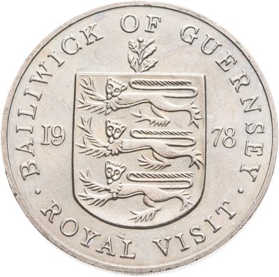 купить Остров Гернси 25 пенсов (pence) 1978 "Королевский визит"