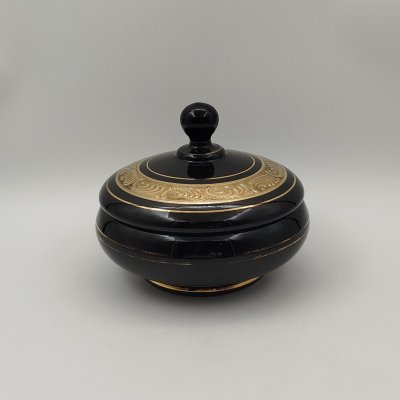 купить Бонбоньерка, украшенная растительным орнаментом, VEB Kunst-glass, стекло, золочение, Германия, 1970-1990 гг.