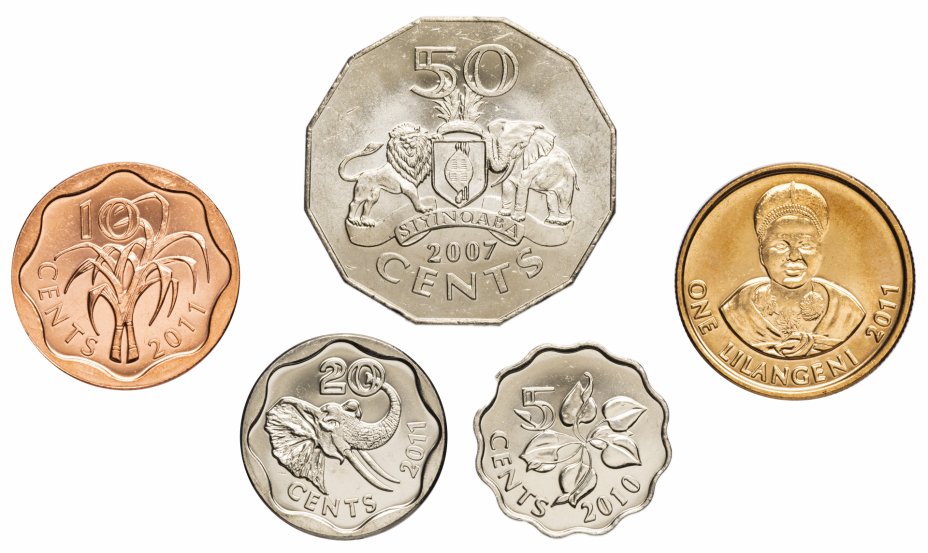 купить Свазиленд набор монет 2007-2011 (5 штук)