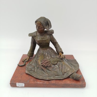 купить Статуэтка "Сбор урожая" ("Жница"), металл, натуральный камень, Европа, 1930-1960 гг.