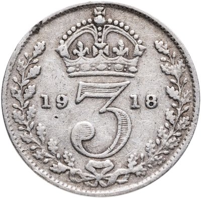 купить Великобритания 3 пенса (pence) 1918 Георг V
