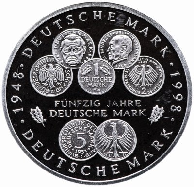 купить Германия (ФРГ) 10 марок 1998 A "50 лет Немецкой марке"