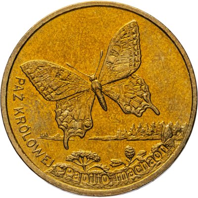 купить Польша 2 злотых 2001 г. Всемирная природа - Махаон