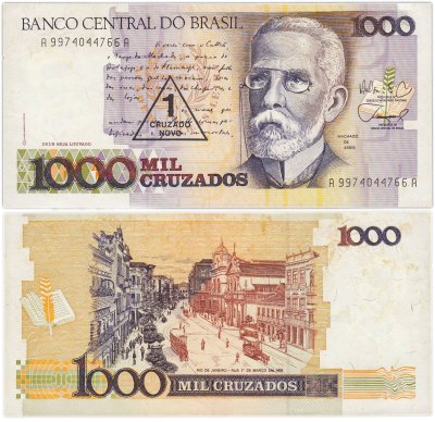 купить Бразилия 1000 крузейро 1989 года (Pick 216a)