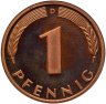 Купить Германия 1 пфенниг (pfennig) 1980, знак монетного двора: "D" - Мюнхен