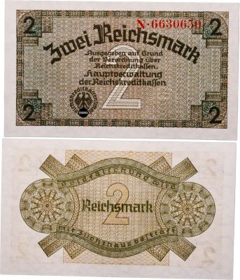 купить Германия 2 рейхсмарки (reichsmark) 1940-1945 "Немецкие оккупационные территории"