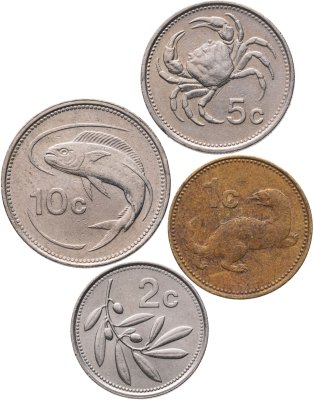 купить Мальта набор монет от 1 до 10 центов 1986 (4 штуки)