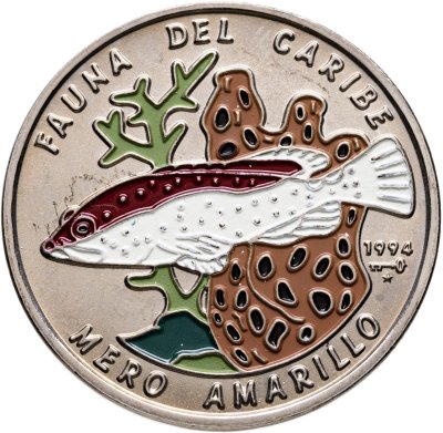 купить Куба 1 песо (peso) 1994 "Карибская фауна - Разноцветный групер"