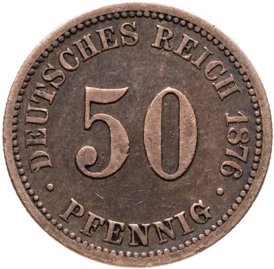 купить Германия 50 пфеннигов (pfennig) 1876, знак монетного двора: "B" - Ганновер