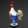 Купить Статуэтка "Петух", украшенная разноцветными включениями, цветное стекло, гутная техника, защипы, Муранское стекло, Италия, 1970-1990 гг.