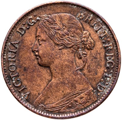 купить Великобритания 1 фартинг (farthing) 1875 без знака монетного двора, большая дата