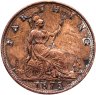 Купить Великобритания 1 фартинг (farthing) 1875 без знака монетного двора, большая дата