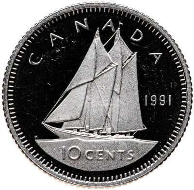 купить Канада 10 центов (cents) 1991