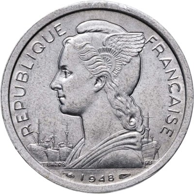 купить Реюньон (заморский регион Франции) 2 франка (francs) 1948