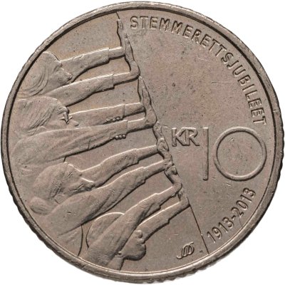 купить Норвегия 10 крон (kroner) 2013 "100 лет всеобщему избирательному праву"