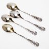 Купить Набор чайных ложек с растительным декором на 4 персоны, мельхиор, серебрение, Кольчугинский металлургический завод, СССР, 1970-1990 гг.