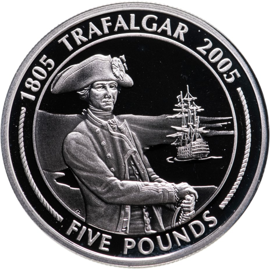 купить Гибралтар 5 фунтов (pounds) 2005 "200 лет Трафальгарской битве"  Ранние годы Нельсона