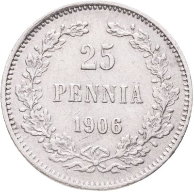 купить 25 пенни (pennia) 1906 L, монета для Финляндии