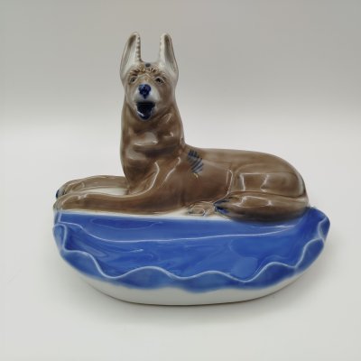 купить Визитница (пепельница) с изображением овчарки, фарфор, роспись, Западная Европа, 1950-1980 гг.