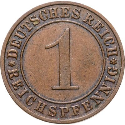купить Германия 1 рейхспфенниг (reichspfennig) 1934 F знак монетного двора "F" — Штутгарт
