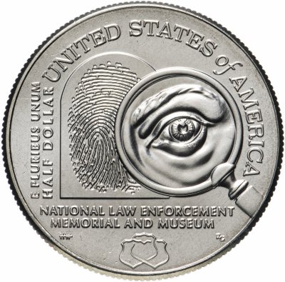 купить США 50 центов (1/2 доллара, half dollar) 2021 "Национальный мемориал и музей правоохранительных органов", в подарочном футляре с сертификатом подлинности