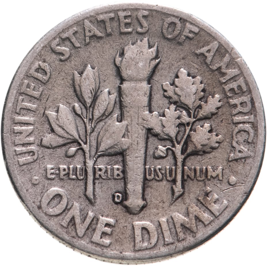 Монета США 10 центов (one dime) 1948 стоимостью 450 руб.