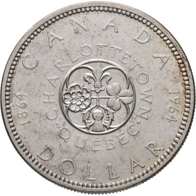 купить Канада 1 доллар (dollar) 1964 100 лет Шарлоттауну и Квебеку