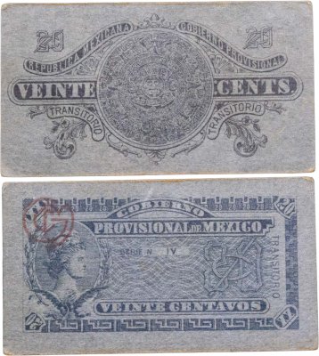 купить Мексика 20 сентаво 1914 Временное правительство