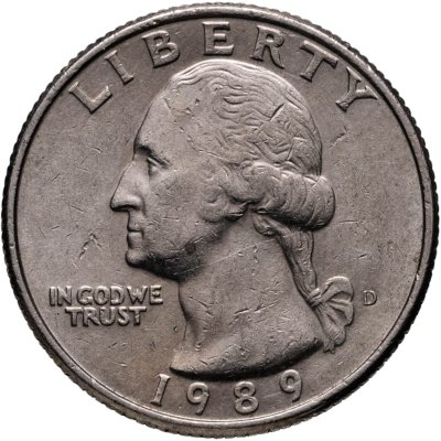 купить США 25 центов (квотер, 1/4 доллара, quarter dollar) 1989 D "Washington Quarter"