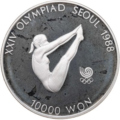 купить Южная Корея 10000 вон (won) 1987 "XXIV летние Олимпийские Игры, Сеул 1988 - Прыжки в воду"