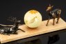 Купить Лампа настольная на каменном основании, украшенная скульптурами оленей, медь, камень, стекло, золочение, пластмасса, Западная Европа, 1970-1990 гг.
