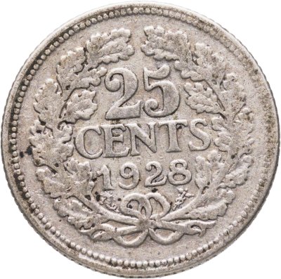 купить Нидерланды 25 центов (cents) 1928