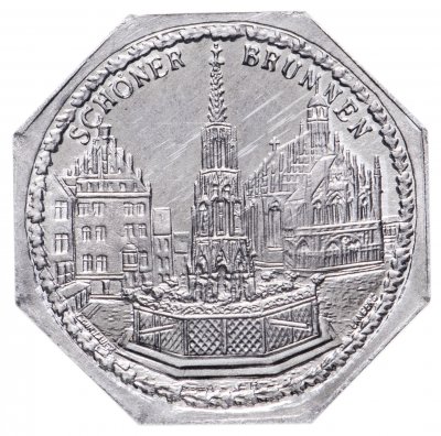 купить Германия, Нюрнберг 20 пфеннигов 1921 "Красивый фонтан" (трамвайный жетон)