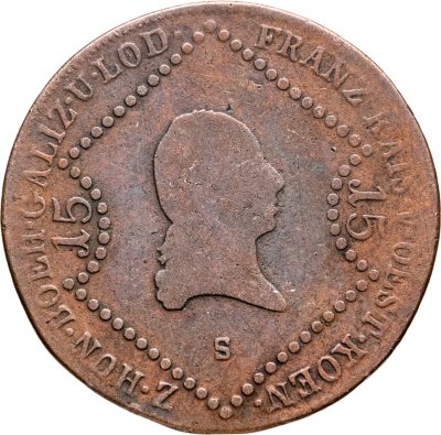 купить Австрия 15 крейцеров (kreuzer) 1807, знак монетного двора "S" - Смолник