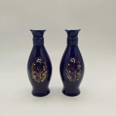 купить Набор из 2 парных ваз с растительным декором, фарфор, крытье, золочение, роспись, Бронницкий завод фарфоровых изделий «Возрождение», СССР, 1980-1990 гг.