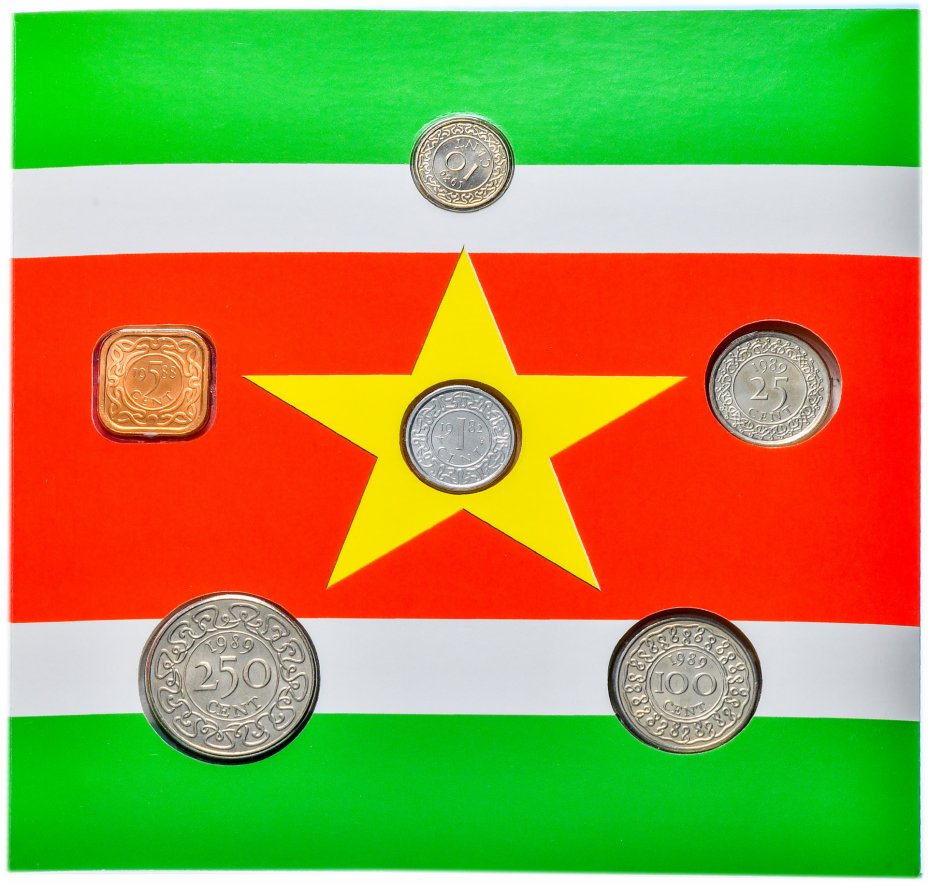 купить Суринам набор монет 1975-2005 (6 монет, в официальном буклете)