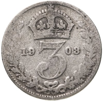 купить Великобритания 3 пенса (pence) 1902 - 1910, случайный год