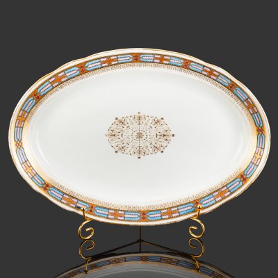 купить Блюдо большое, фарфор, роспись, эмаль, золочение, Товарищество М.С. Кузнецова в Вербилках (г. Дмитров), Российская империя, 1891-1917 гг.
