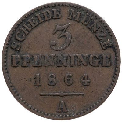 купить Германия, Пруссия 3 пфеннинга 1864 А