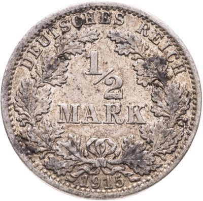 купить Германия 1/2 марки 1915, знак монетного двора: "A" - Берлин