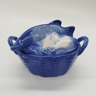 купить Икорница "Улов", авт. А. И. Равкин, фарфор, роспись, Фарфоровый завод «Пролетарий» (Бронница, Мста), СССР, 1976-1991 гг.