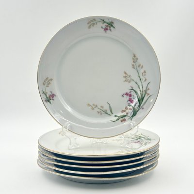 купить Набор десертных тарелок с цветочным декором на 6 персон, фарфор, деколь, золочение, Bareuther & Co., Bavaria, Германия, 1931-1945 гг.