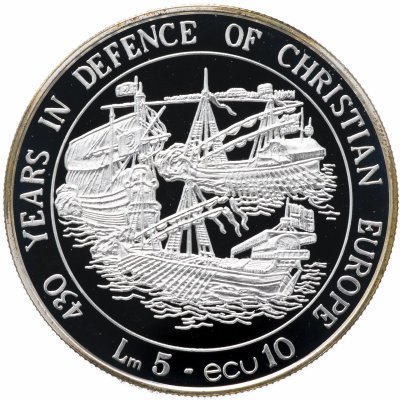 купить Мальта 5 лир 1993 "430 лет обороны христианской Европы"