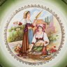 Купить Тарелка "Прядильщица и торговка рыбой", фаянс, деколь, крытье, золочение, Российская империя, 1900-1910 гг.