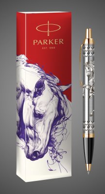 купить Шариковая ручка Parker IM Horse Special Edition, цвет: St. Steel GT, стержень: Mblue в подарочной коробке, Металлы: нержавеющая сталь, 2026 г.