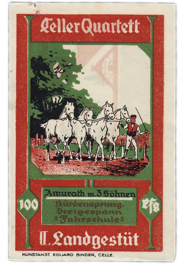 купить Германия (Ганновер : Целле) 100 пфеннигов 1922 "Конный завод в Целле"  (226.2a/B1)